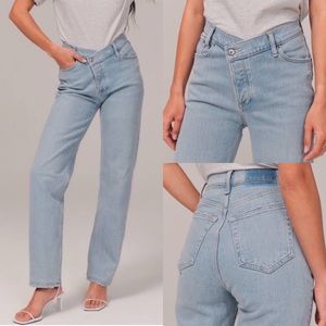 Abercrombie & Fitch High Rise Dad Jean Criss Cross Waistband Relaxed Fit 2 26